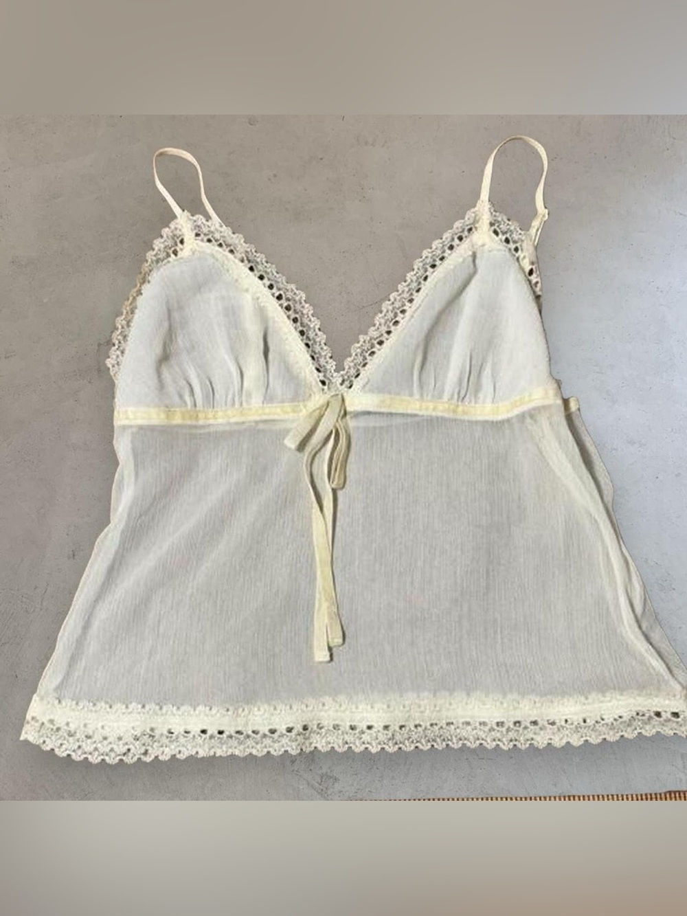 Kimchi Blue White Cream Sheer Lace-Trim Camisole